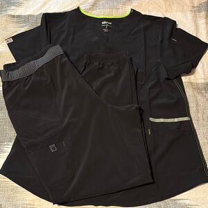 Black Scrubstar Set with Neon Accents